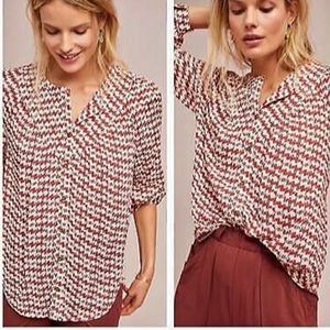 Anthropologie Abstract Dog Print Button Down Shirt